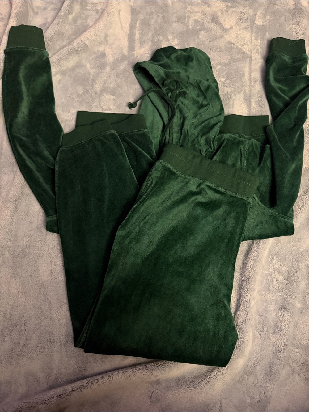 Fashionova Plush Velour Jogger Set - Forest Green